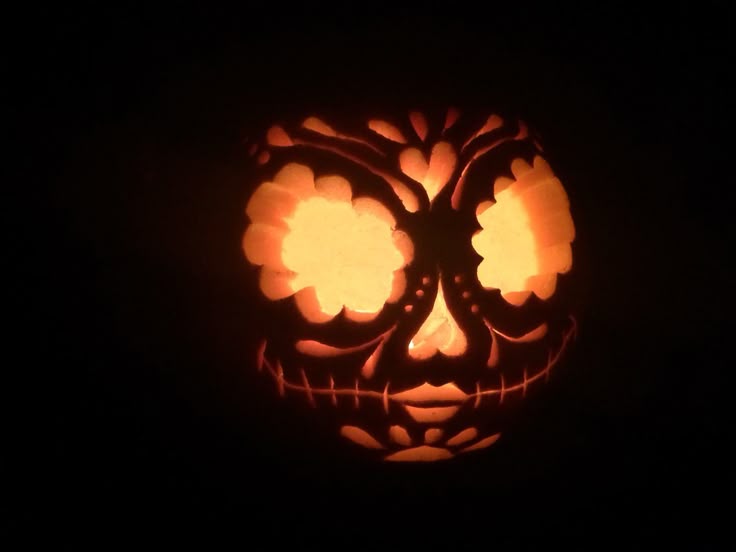 Sugar skull pumpkin carving