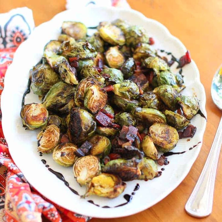 Roasted Brussels Sprouts with Speck Ham & Balsamic Glaze Roasted Brussels Sprouts with Speck Ham & Balsamic Glaze