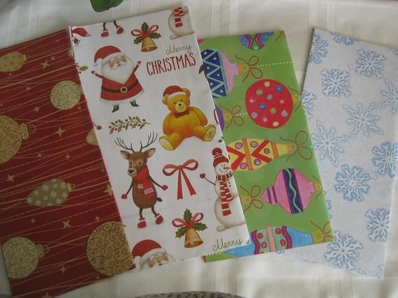 Christmas gift wrap paper, vintage, 4 designs, 4 folded sheets . 20