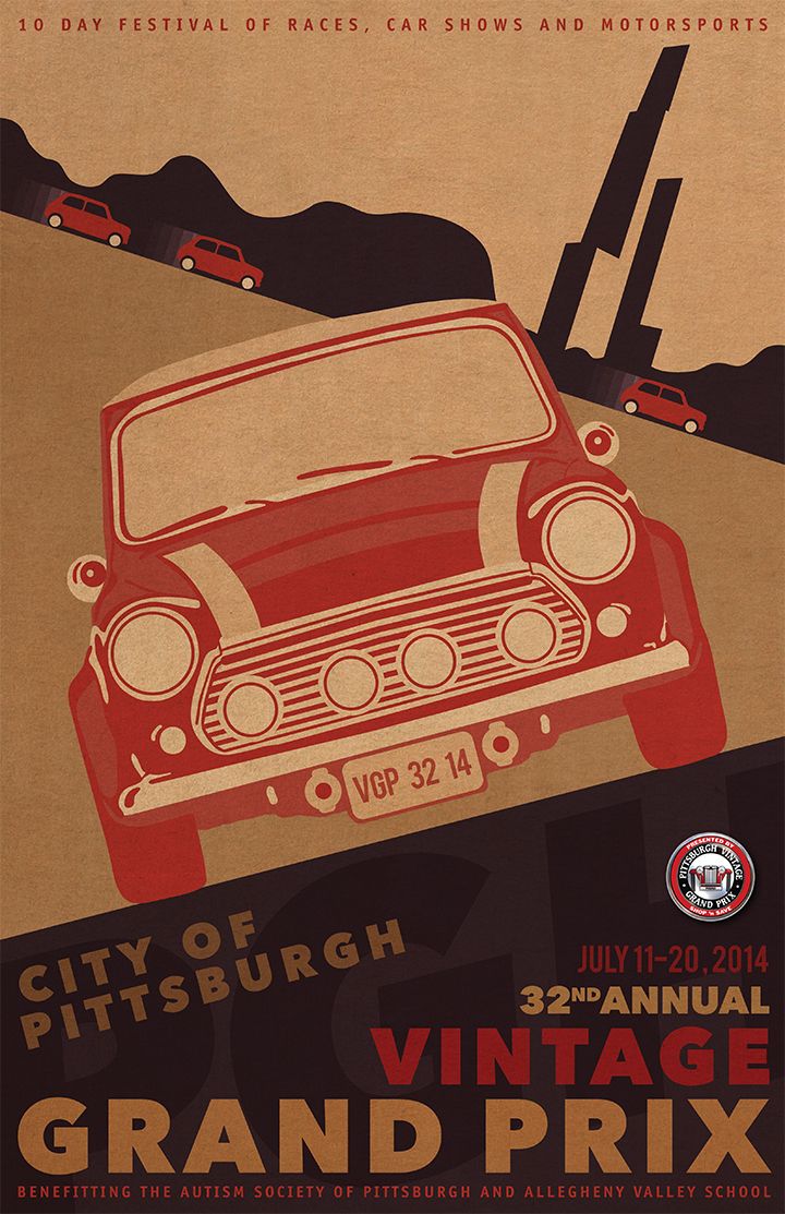 One Of The Submissions For The 14 Pittsburgh Vintage Grand Prix Poster Pvgp Minipittsburgh 車の絵 壁紙 絵