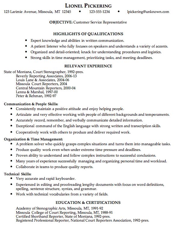 free customer service resume samples | customer service representative free sample resume resume - Free Movie ...