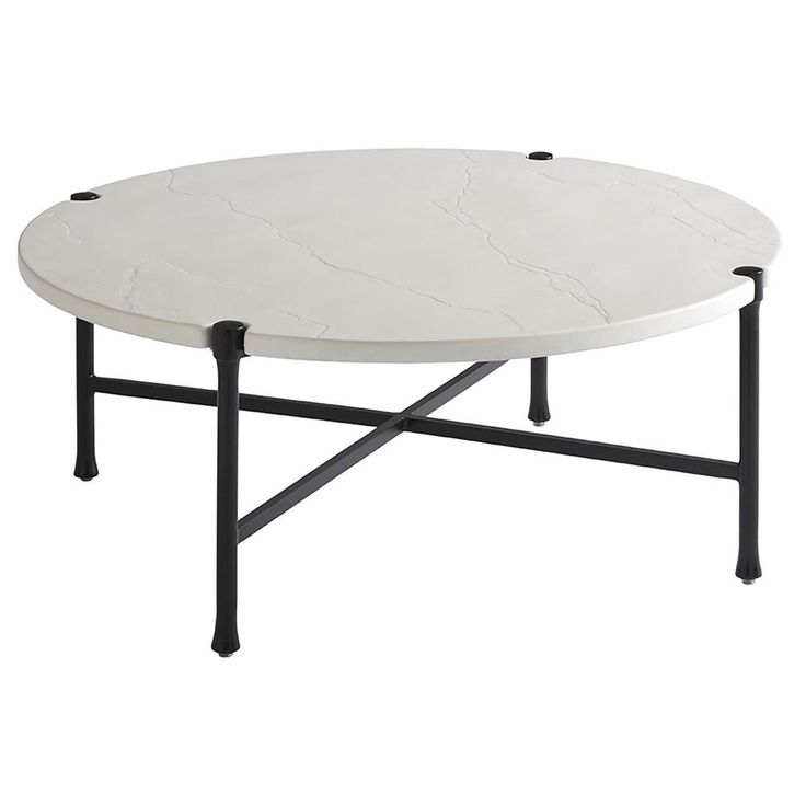 Tommy Bahama Pavlova French Ivory Stone Top Metal Round Outdoor Coffee Table Tables Tail Tommy Bahama Pavlova French Ivory Stone, Stone Top Outdoor Side Table