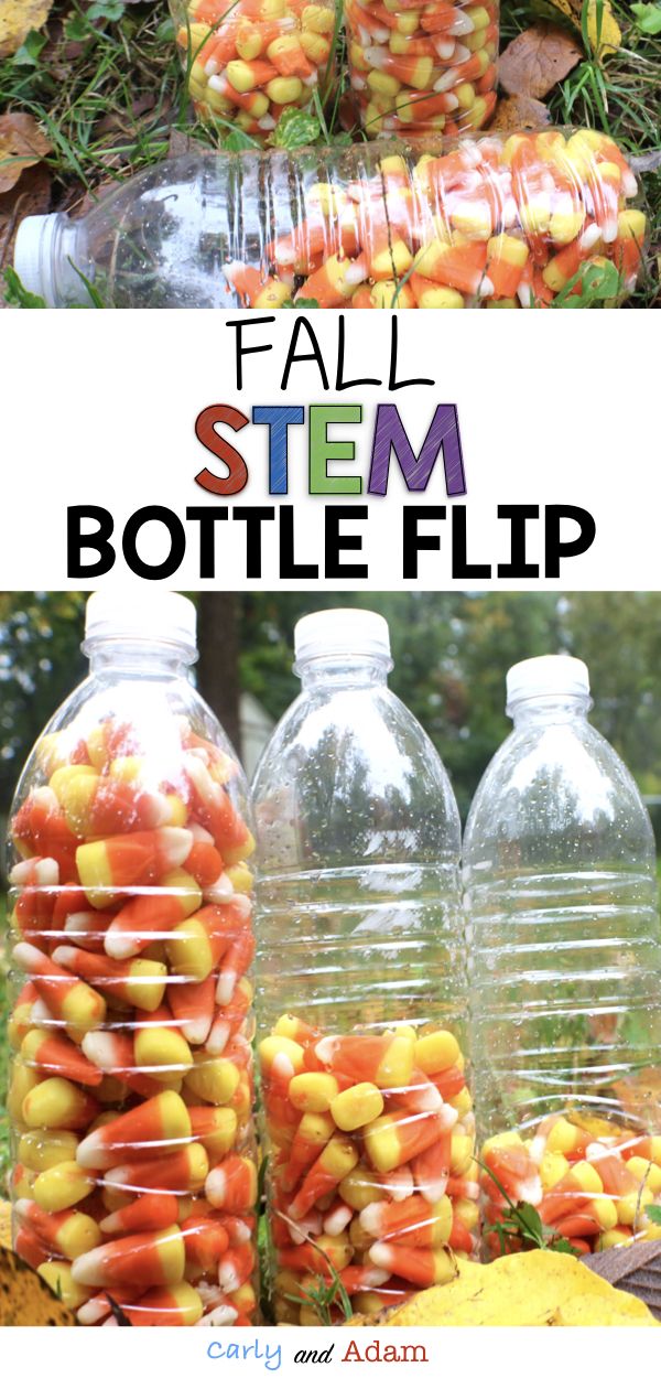 Candy Corn Water Bottle Flipping Fall STEM Activity