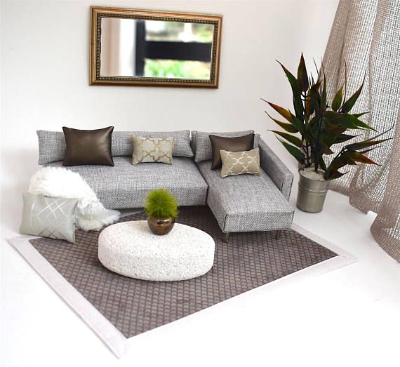 Mad Missys Modern Dolls House Miniatures A Stylish Contemporary L Mad Missys Modern Dolls House Miniatures A Stylish Contemporary L Shaped Sofa Couch Chaise Combination