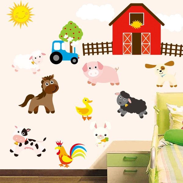 cute cartoon duck sheep dog pig farm animals kids art