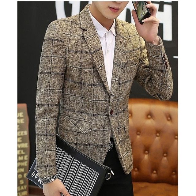Plaid Suit Plaid Suit Jacket as Groom Tuxedos Check Robot Check | Superdry jacket men, Mens outdoor clothing