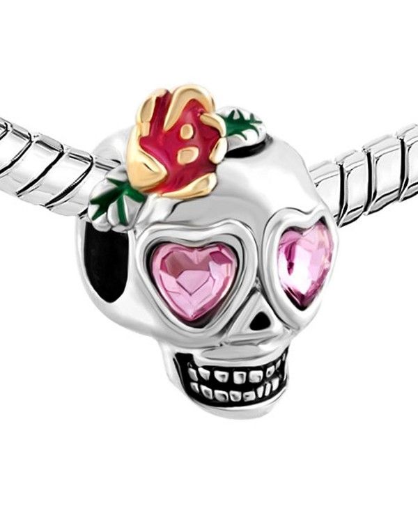 Skull Heart Pink Simulated Birthstone Beads For Bracelets Bracelets Charms Charm Skull Heart Pink Simulated Birthstone Beads For Cb11tlphqnv Women Style Jewelry