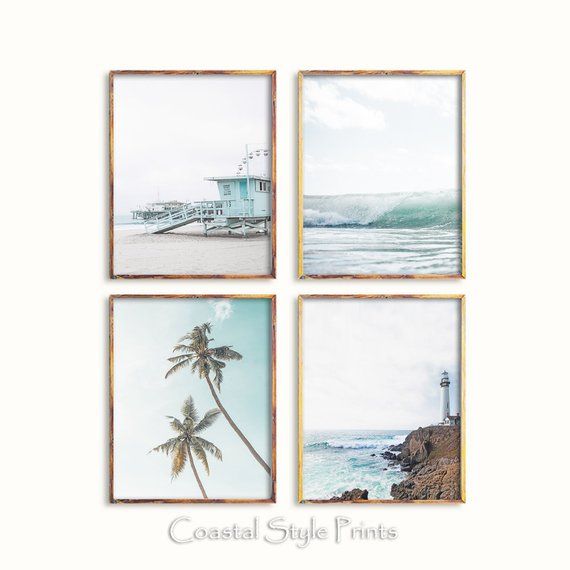 Coastal Print Set Set Of 4 Prints Wall Artprintswall Decor Etsy In 2021 Beach Wall Art Coastal Prints Photography Wall Art