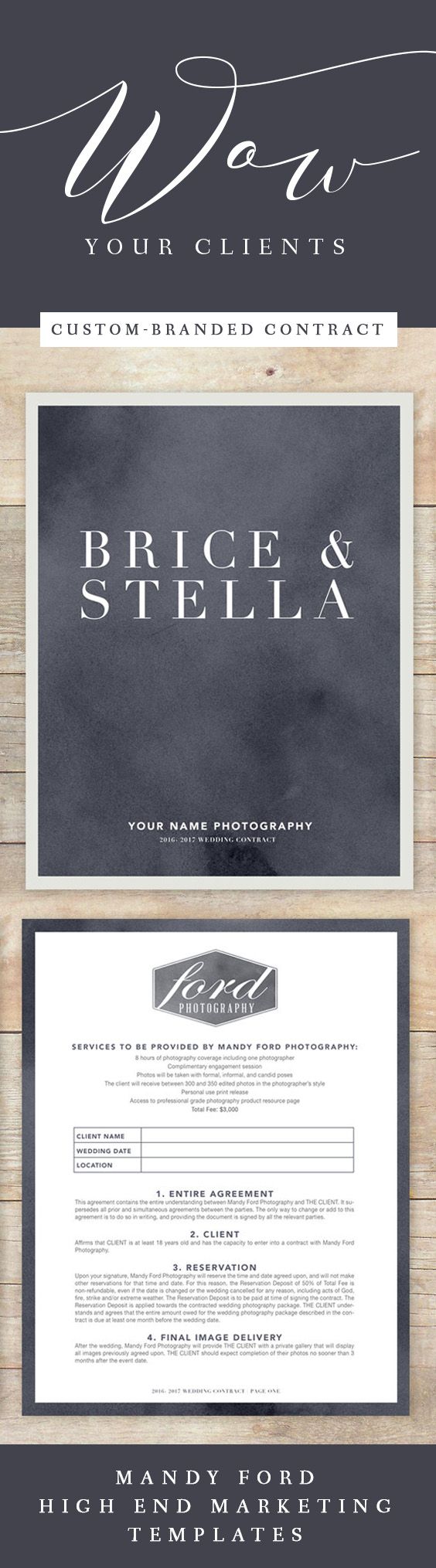 Photographer Marketing Templates | Custom Branded Contract | Event Planner Marketing Templates | Photoshop Templates For Creatives