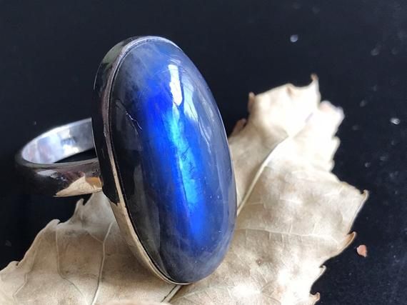 Rainbow Color Ring Ring Artisan Ring For Woman Gift For Her Large Gemstone Ring Teardrop Gemstone Ring Labradorite Statement Ring