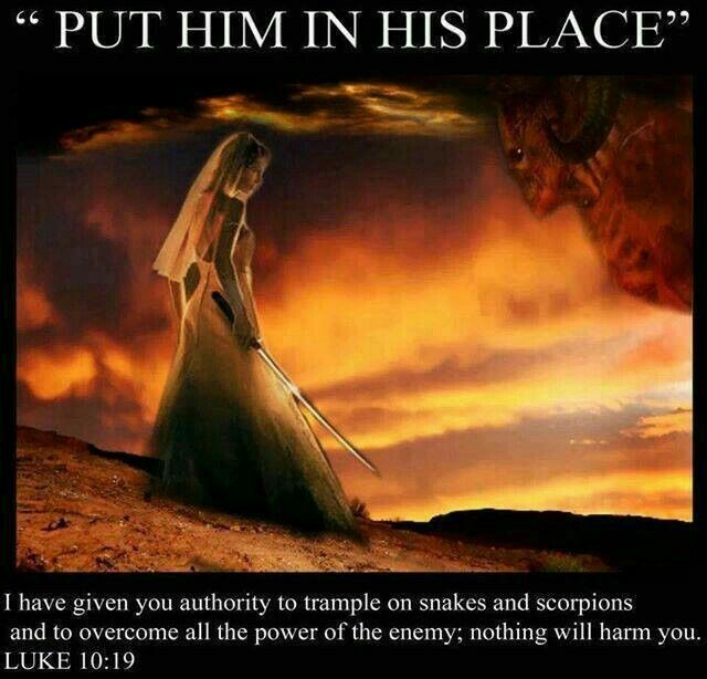 Luke 10: 19. Behold, I give
unto you power to tread on serpents and scorpions, and over all the power of th… | Christian warrior, Spiritual warfare, Bride of christ