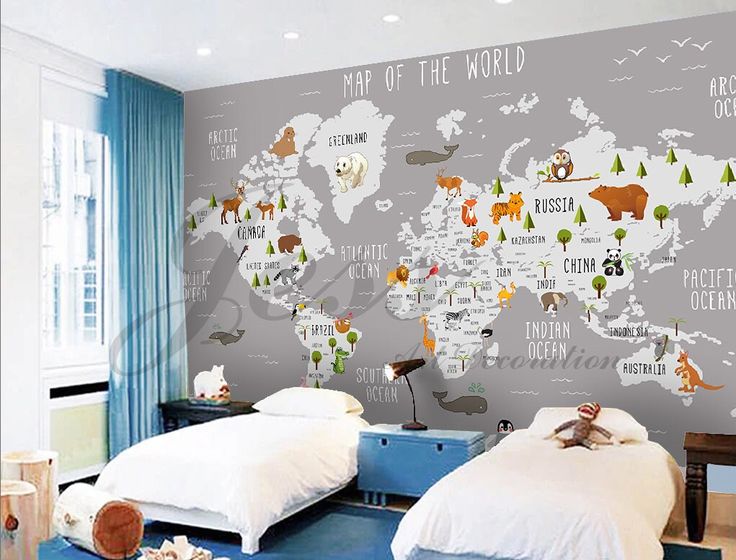 Animal World Map Wall Sticker Removable Decal Mural Bedroom Kids Room Decor FA Animal World Map Wall Sticker Removable Decal Mural Bedroom Kids Room Decor FA