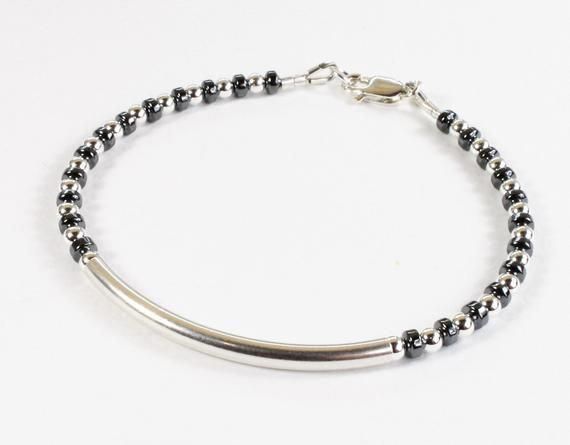 Boho jewelry Silver bracelet Bar bracelet Adjustable bracelet Dainty Minimalist Bracelet Macrame Bracelet Women Jewelry Boho Bracelet