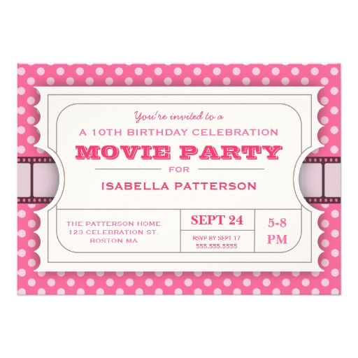 396 best Pink Birthday Party Invitations images on Pinterest - movie ticket invitations template 396 best Pink Birthday Party Invitations images on Pinterest - movie ticket invitations template
