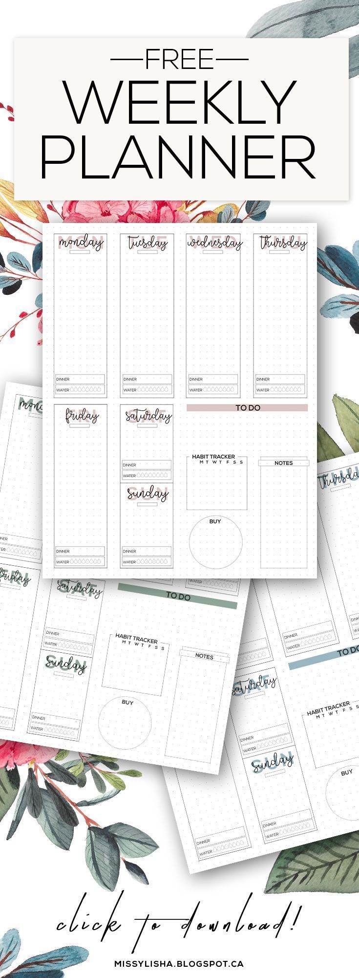 FREE Weekly Planner (Bullet journal inspired!). Get your life organized so you c...