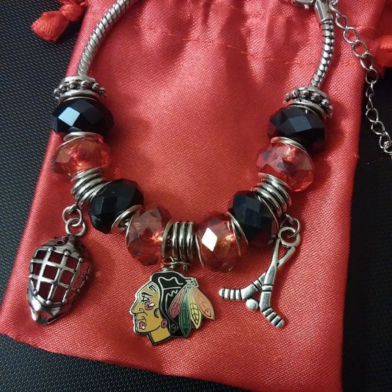 Chicago Blackhawks Bracelet Pandora Style Nhl Hockey Charms Chicago Blackhawks Bracelet Pandora Style Nhl Hockey Charms Pinterest And