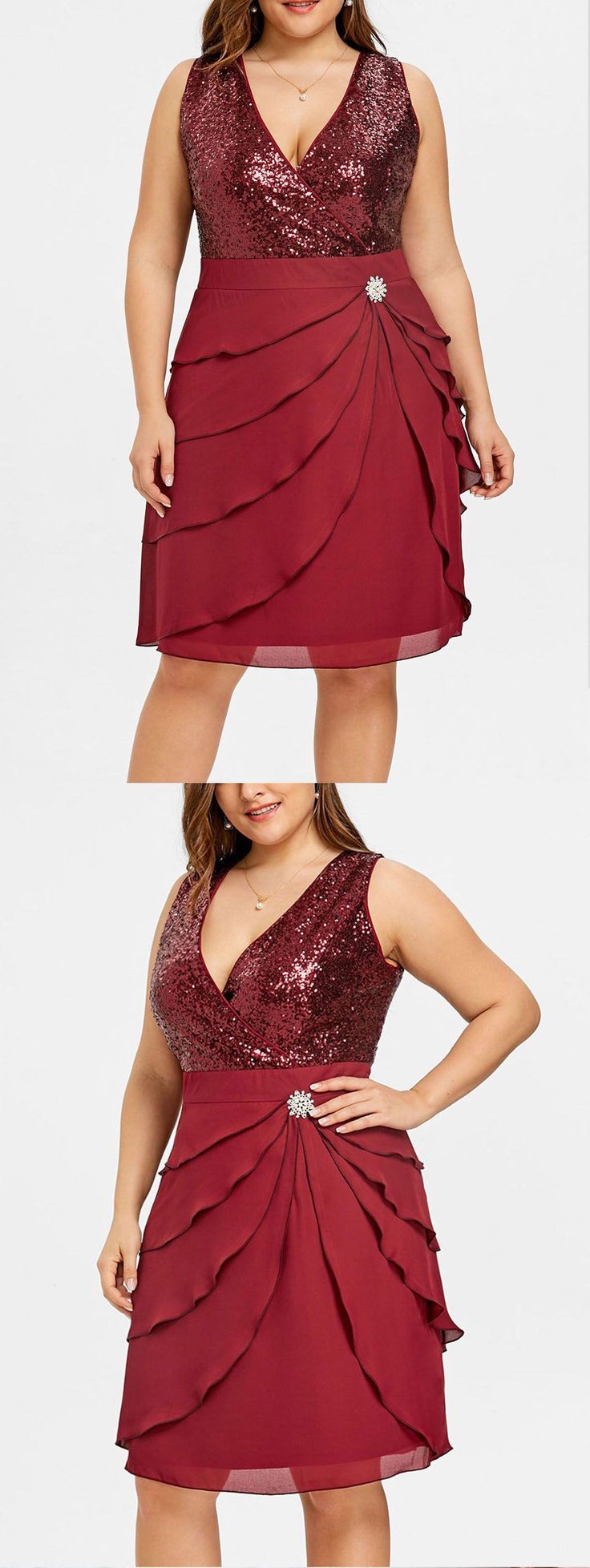 red ruffle dress plus size