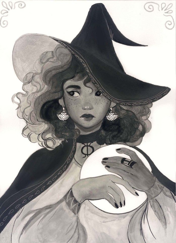 Whimsical Artwork Skeksis Vulture Fantasy Art Pencil Artwork Crystal Ball Witchy Artwork Oracle Illustration