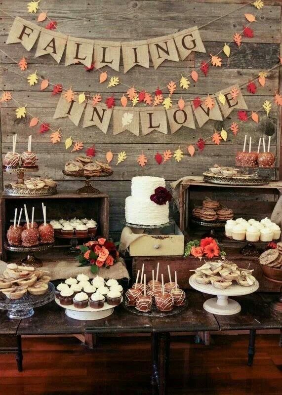 Falling In Love Autumnal Dessert Table Good Idea For The Theme A Wedding Shower Bridal Engagement Party Etc Falling In Love Autumnal Dessert Table Good Idea For The Theme A Wedding Shower Bridal Engagement Party Etc