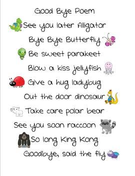 good bye poem teacherspayteacherscom goodbye songs for preschool