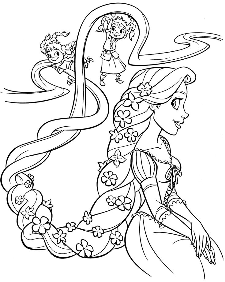 Printable Free Disney Princess Rapunzel Coloring Sheets For Kids Sketch Page
