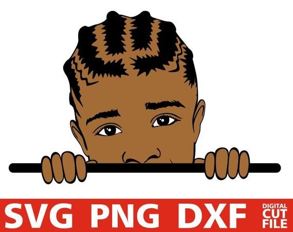 Download Black kids svg Peeking boy with dreadlocks svg Cricut file ...