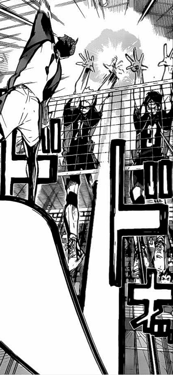 Chapter 163 tsukishima kei blocks Ushijima wakatoshi haikyuu manga