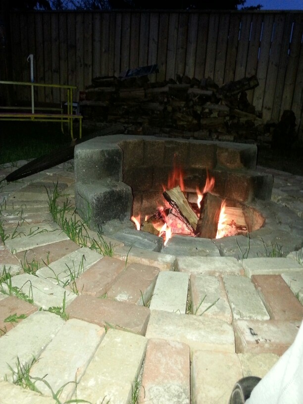 Fire pit! Dug out so my feet dont get cold anymore! Fire
