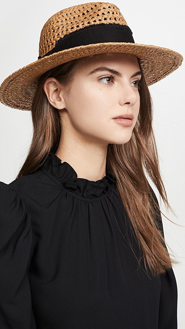 Hat Attack Straw Hat With Raw Edge Hats For Sale Black Ribbon Straw Hat