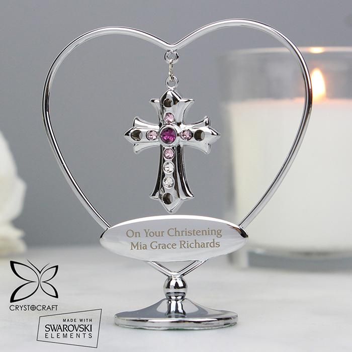 Crystocraft Silver Plated Cross Ornament With Crystal