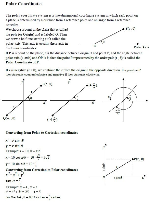 Polar Coordinates Handout | Coordinates math, Basic math, Precalculus