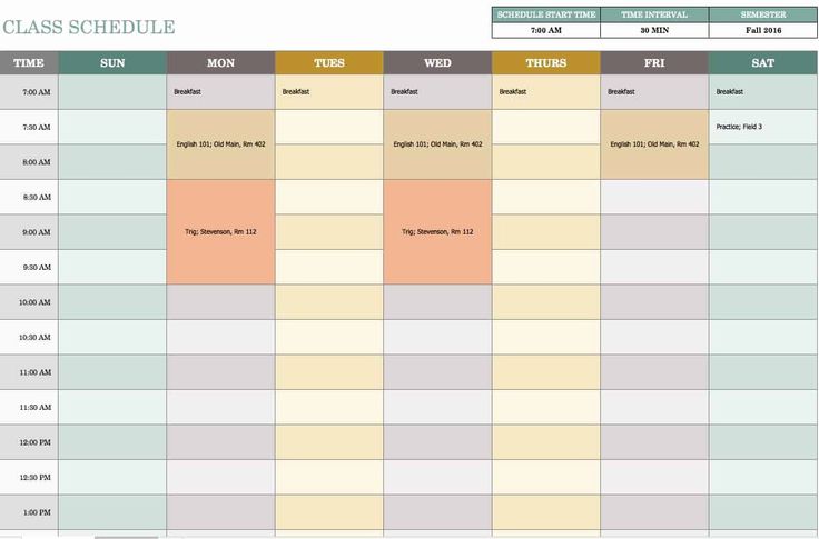 7 day weekly work schedule template