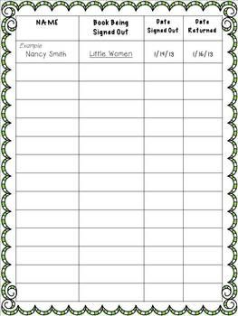 library book sign out sheets classroom management pinterest printable sign in and out sheets