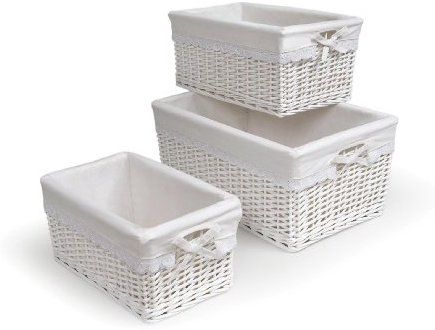 Badger Basket Three Set White Nursery Storage Badger Basket Three Set White Nursery Storage Baskets Baby