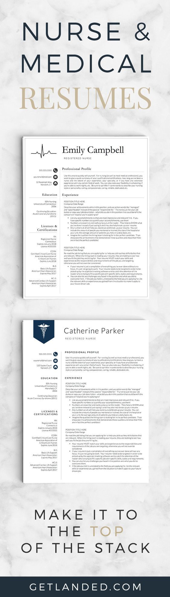 Nurse resume templates | Medical resumes | Resume templates specifically designed for the nursing profession!