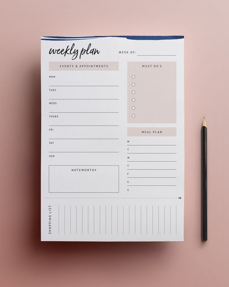 Free! Printable Weekly Planner Template