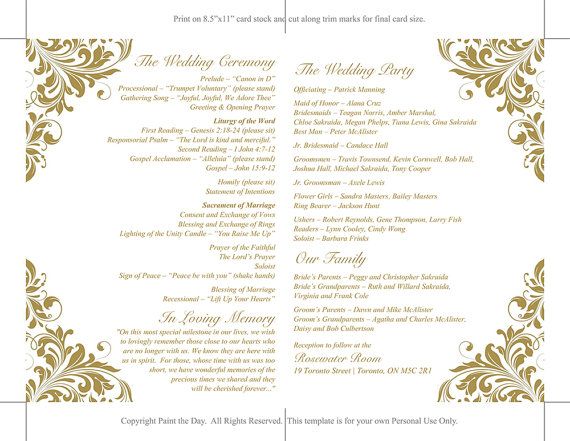 catholic wedding programs