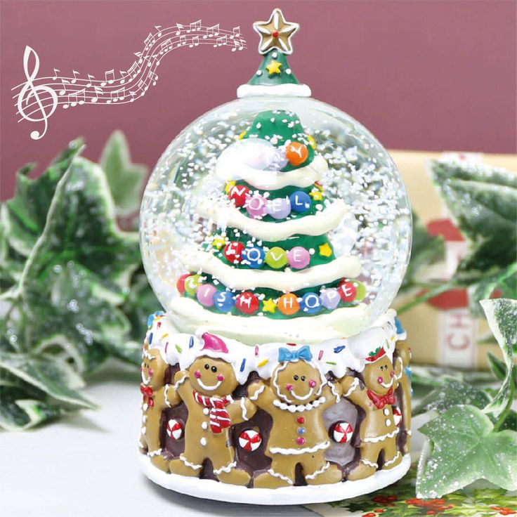 christmas tree and gingerbread man musical snowglobe by christmas tree and gingerbread man musical snowglobe by