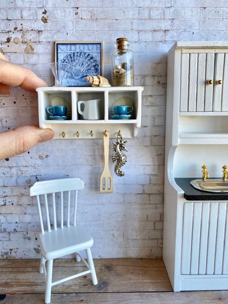 Dollhouse Miniature Wood Bathroom Wall Storage Cabinet Miniatures for Doll Hous