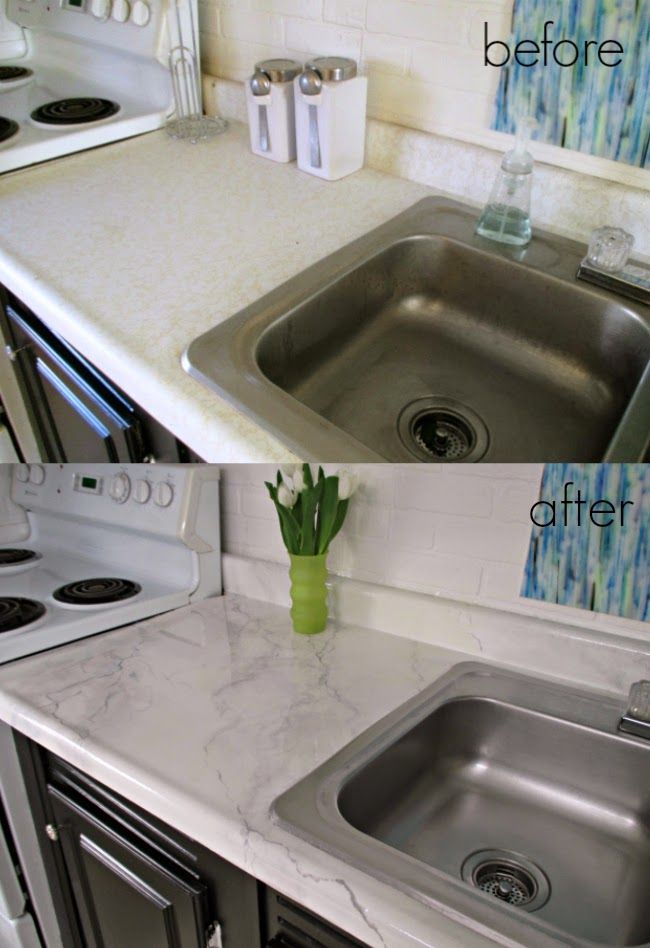 Diy Faux Marble Countertops Before And After Without Ing A Kit Diy Faux Marble Countertops Before And After Without Ing A Kit Home Improvement In 2019 Decor Kitchen