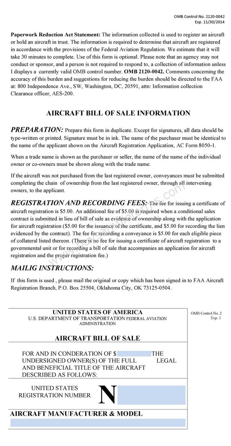 Download sample Aircraft bill of sale form template in both MS Word and PDF format at Buysampleforms.