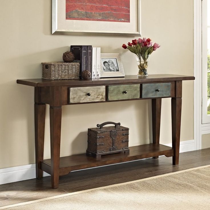 Traditional Rustic Style Weathered Finish Entry Hallway Accent Console Table Traditional Rustic Style Weathered Finish Entry Hallway Accent Console Table