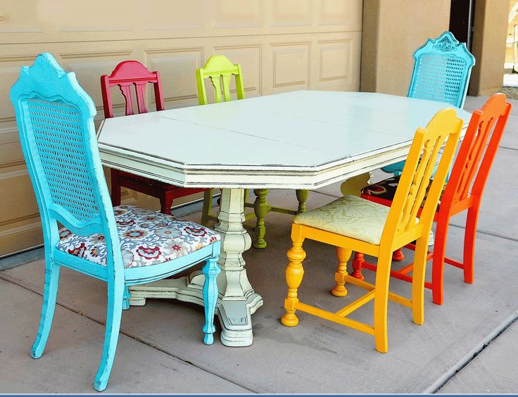 46 Best Mismatched Dining Chairs Images On Pinterest Room Mismatched Painted Chairs White Table Love The Idea Of This But Am Not Brave Enough To Do It For Dining And Besides My Husband Would