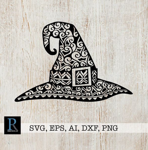 Download Zentangle Halloween Hat SVG, Mandala Witch Hat SVG ...