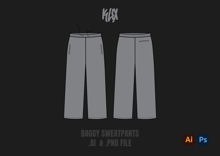 Baggy Sweatpants Template Wide Tech Pack Streetwear Vector Template Baggy Sweatpants Template Wide Tech Pack Streetwear Vector Template