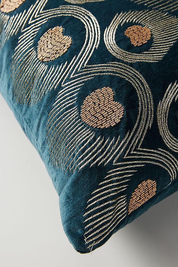 Beaded Velvet Peacock Pillow in 2020 Teal Velvet Beaded Peacock Pillow