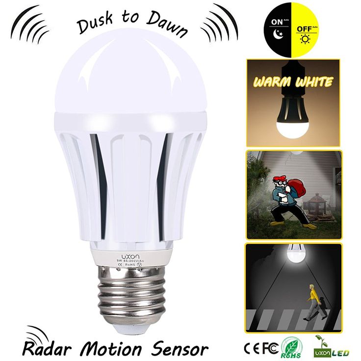 Dusk To Dawn Led Motion Sensor Light Bulb 100 Watt Equivalent 9w A19 E26 Radar Led Sensor