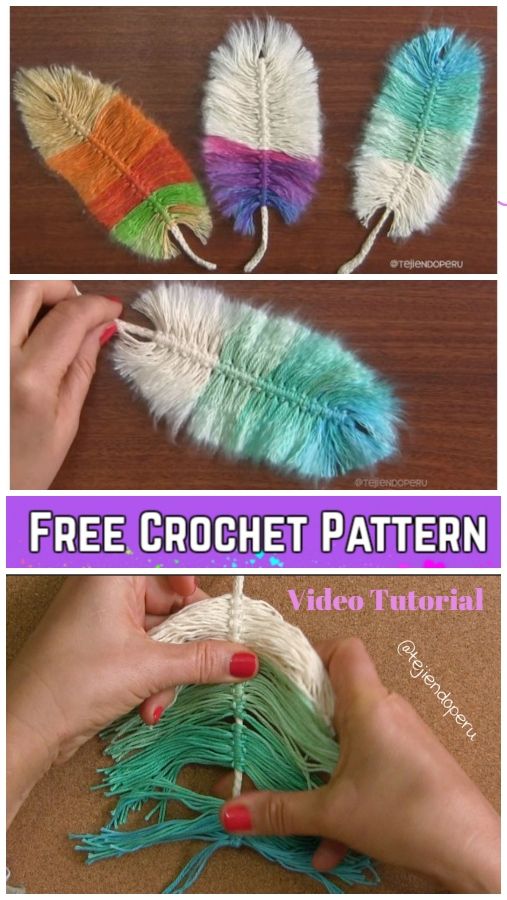 DIY Macrame Feather With Crochet Cord Free Pattern – Video Tutorial DIY Macrame Feather With Crochet Cord Free Pattern – Video Tutorial