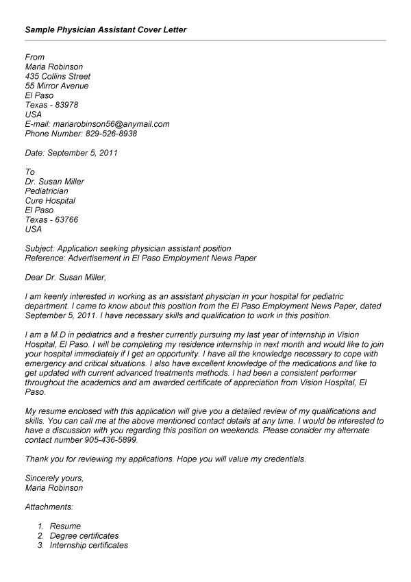 cover letter template physician cover letter for resume cover letter physician assistant