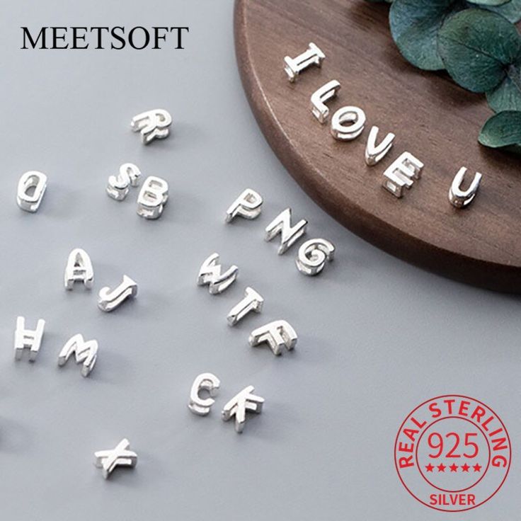 925 Sterling Silver Beads Charms Alphabet Letters Numbers Pendant DIY Jewelry 925 Sterling Silver Beads Charms Alphabet Letters Numbers Pendant DIY Jewelry